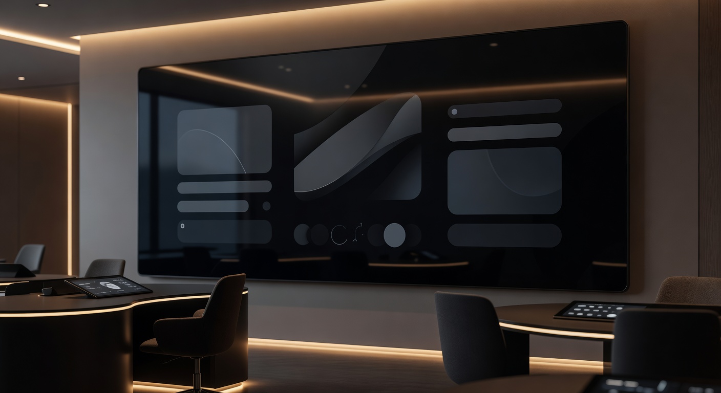 Modern support center with dark glossy UI design and warm ambient lighting